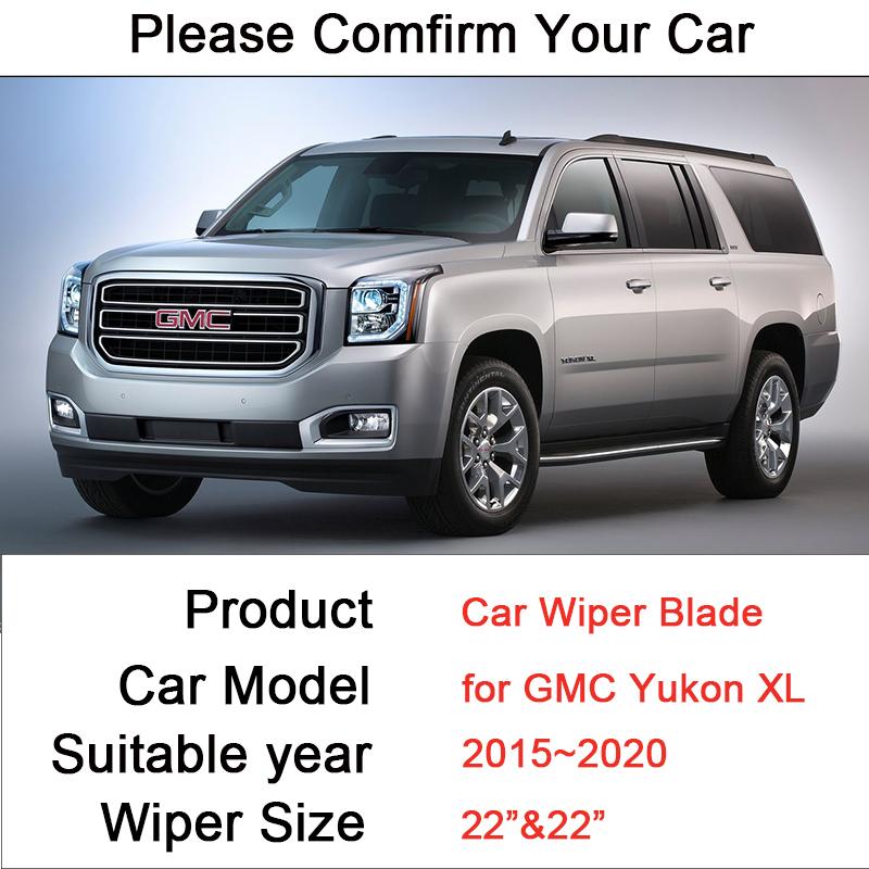 Car Front Windshield Wiper Blades for GMC Yukon XL 2015 2016 2017 2018~ Frameless Durable Rubber Snow Scraping Accessories