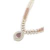 ZAVERI PEARLS Pink Purple Stones Embellished Kundan Necklace Earring & Ring Set For Women-