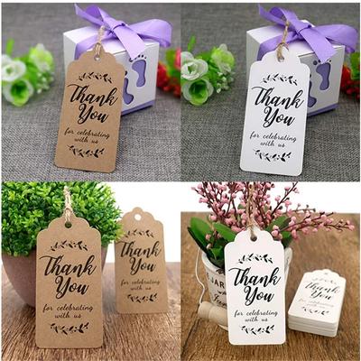 100pcs Tag +20 Meter Rope Handmade Self Hanging Tag. Thank You for Celebrating with Us. Tags Gift Baking, Packaging Decoration