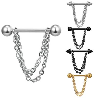 1Pc Multilayer Chain Drop Nipple Bar Ring Barbell Body Piercing Jewelry