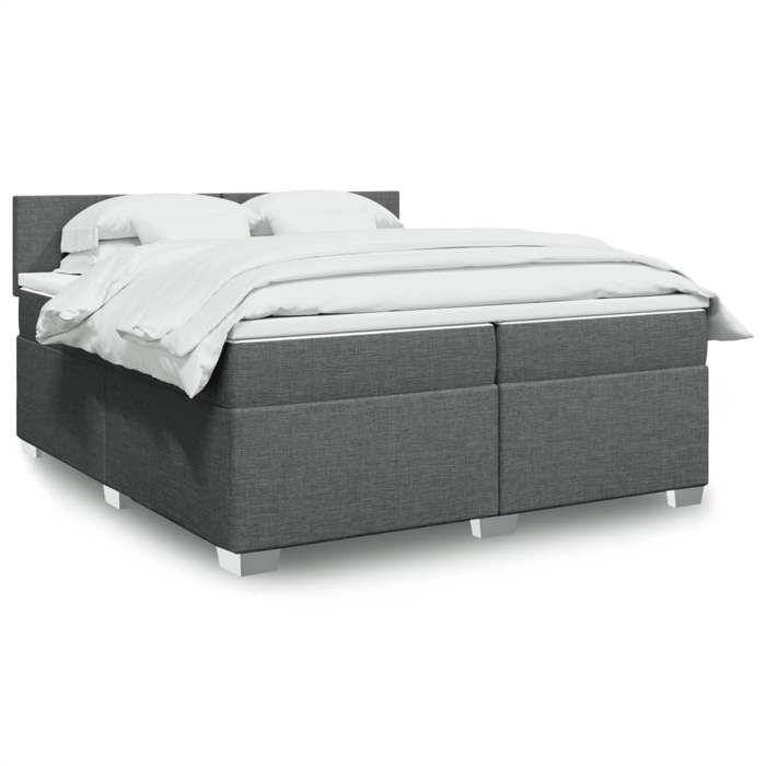 Maison Exclusive - Sommier à lattes de lit avec matelas Gris foncé 200x200cm Tissu