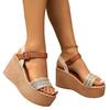 Elastic thick-soled wedge heel sandals style high heels new woven bohemian women 2025 hemp rope