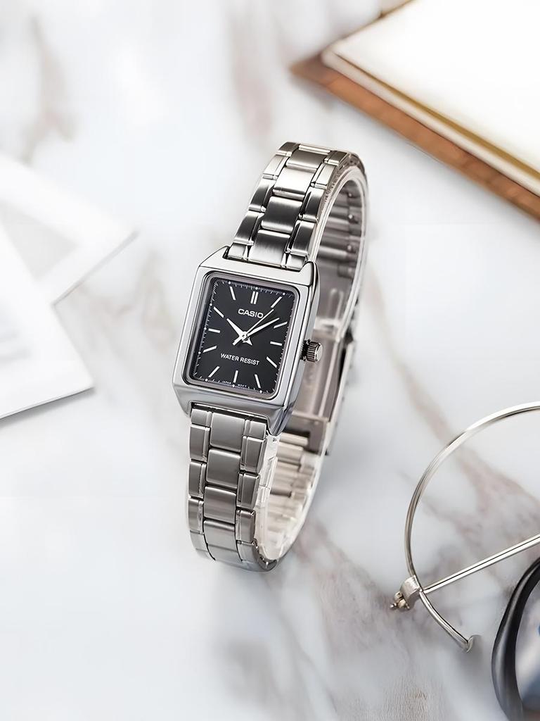 Casio - Stainless Steel Case and Strap Women's Quartz Watch LTP-V007D-1E