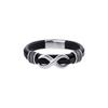 8-character leather braided bracelet with unique retro style stainless steel clasp jewelry for both men and women