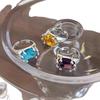 Vintage Sweet Design Colorful Opal Rings for Women Exaggerated Metal Geometric Round Gem Open Rings Aesthetic Jewelry Gift