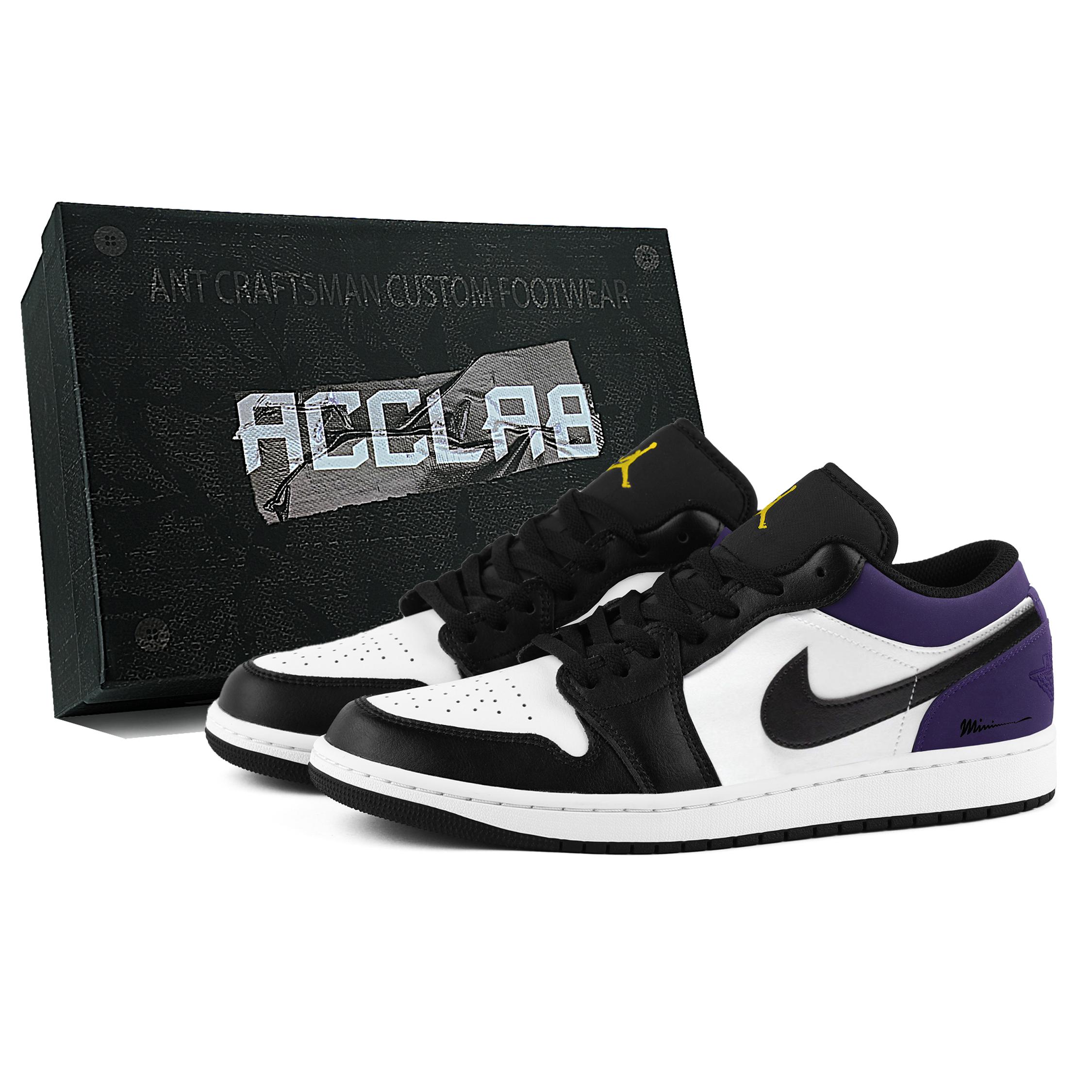

Jordan Air Jordan 1 Height Increasing Low top Vintage Basketball Shoes Unisex Black Purple 553558-043(Team1439--) 36