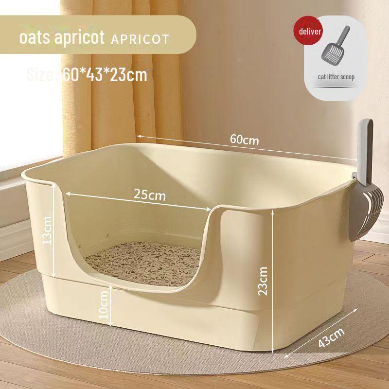 Extra Large Semi-Enclosed Splash-Proof Cat Litter Box for Maine Coons