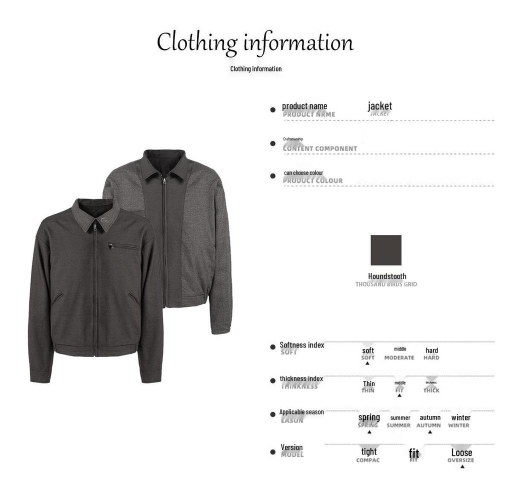 TAICHIISM Autumn Houndstooth Reversible Short Wide Fit Jacket