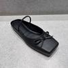 Xiao K autumn new flat bottom one word with bow square head slippers women