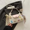 Printed Fashion Cartoon Women Shoulder Square Bag With Lace Bow And Pendant Doll