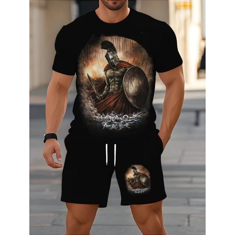 3D Printed Men s Summer T-Shirt and Shorts Set S