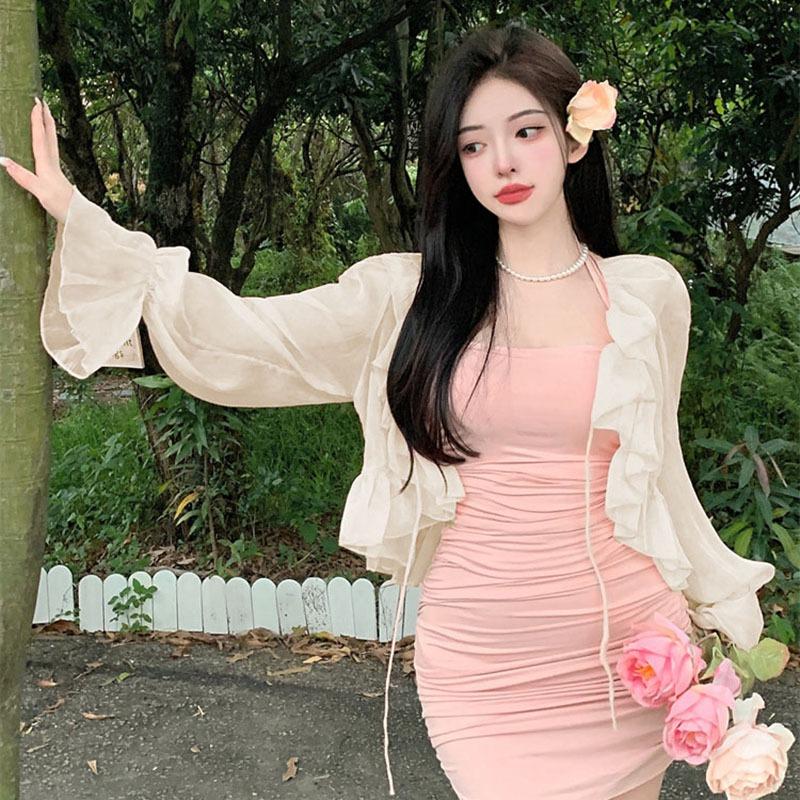 Dámská košile s ochranou proti slunci Cardigan na opalovací krém se zkráceným šněrováním