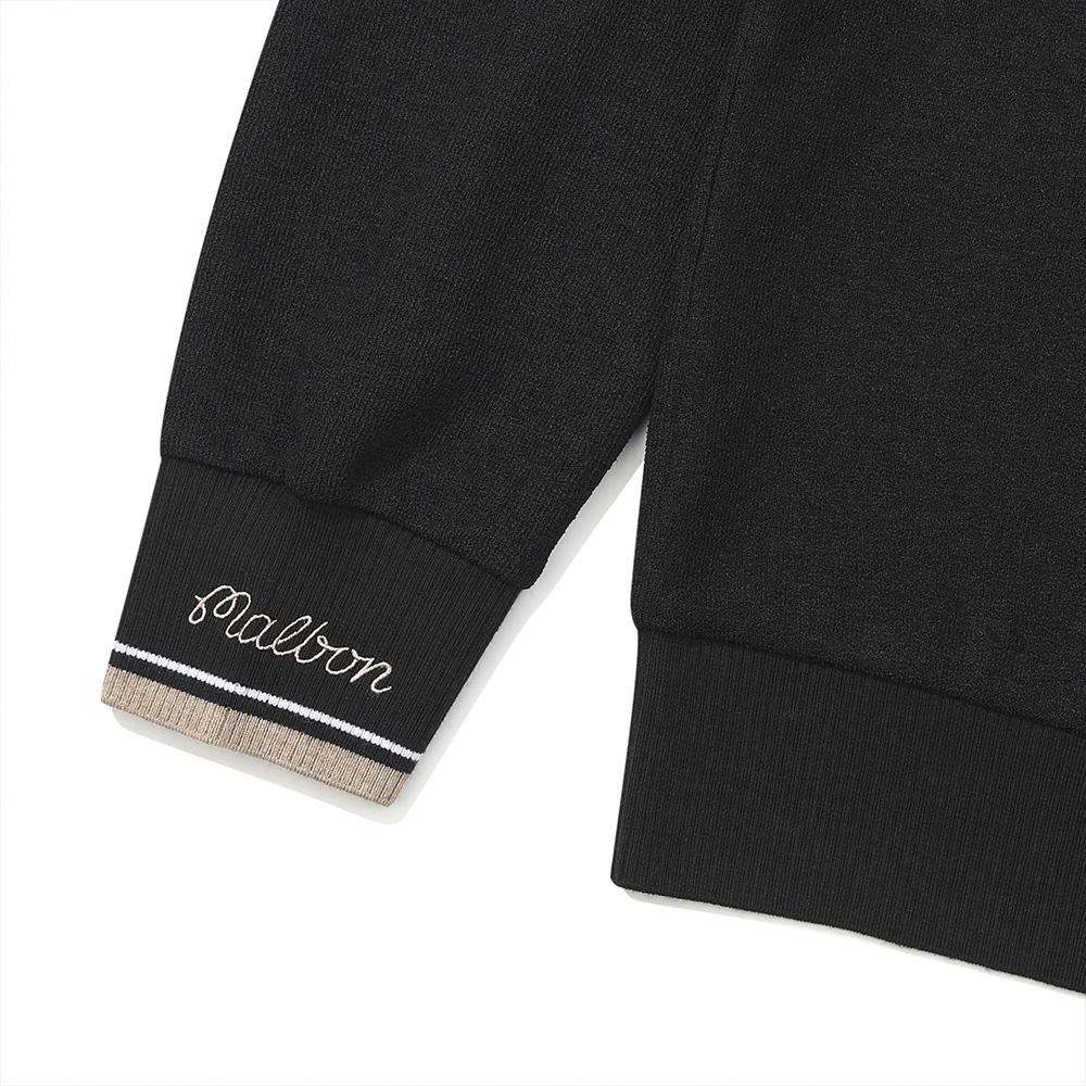 Knit-Like Half-Zip Hoodie Sweatshirt Black (Woman)