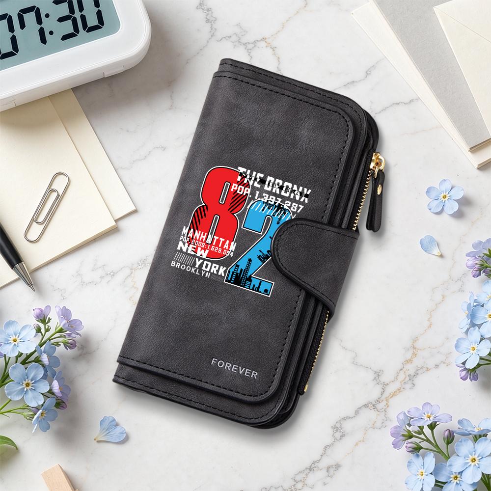 Stylish New York Themed Long Wallet Portable Multi Slot Casual Purse for Daily Use