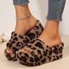 2025 Hot Sale Ladies Shoes Plus Size Women's Slippers Fashion Leopard Print Casual Slippers Women New Short Plush Wedge Slippers