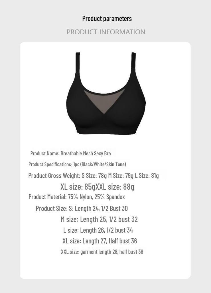 Zeriluna Breathable Mesh Wire-free Sexy Bra - Soft, Comfortable, Gentle Support, Skin-friendly.