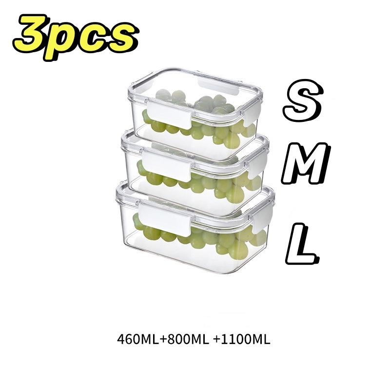 

3 размера Прозрачный герметичный прямоугольный контейнер для хранения в холодильнике, контейнеры для сохранения свежести, пищевой контейнер для овощей, фруктов, ланч-бокс, кухонный органайзер 1&as picture&1