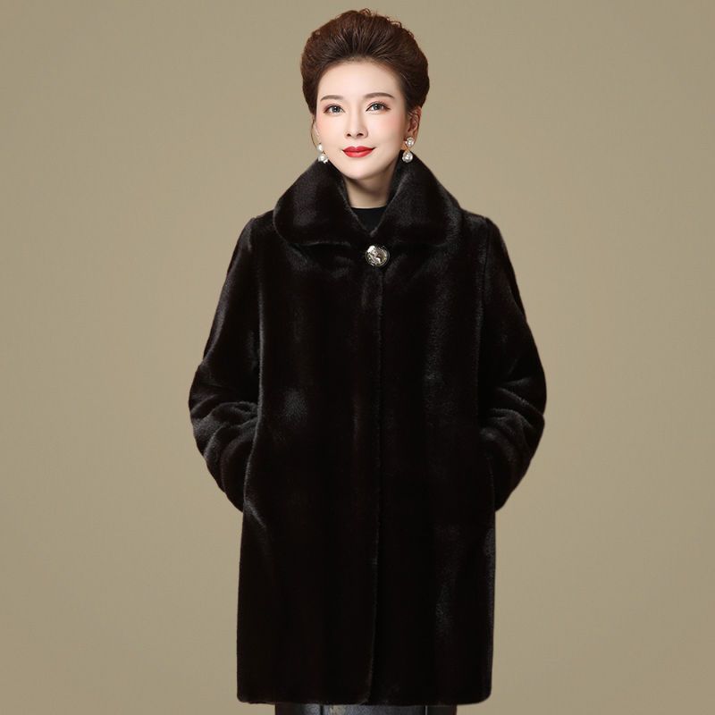 Imitation Mink Coat Women's Long Winter Thickened Large Size Medium Imitation Leather Mink Velvet Jacket