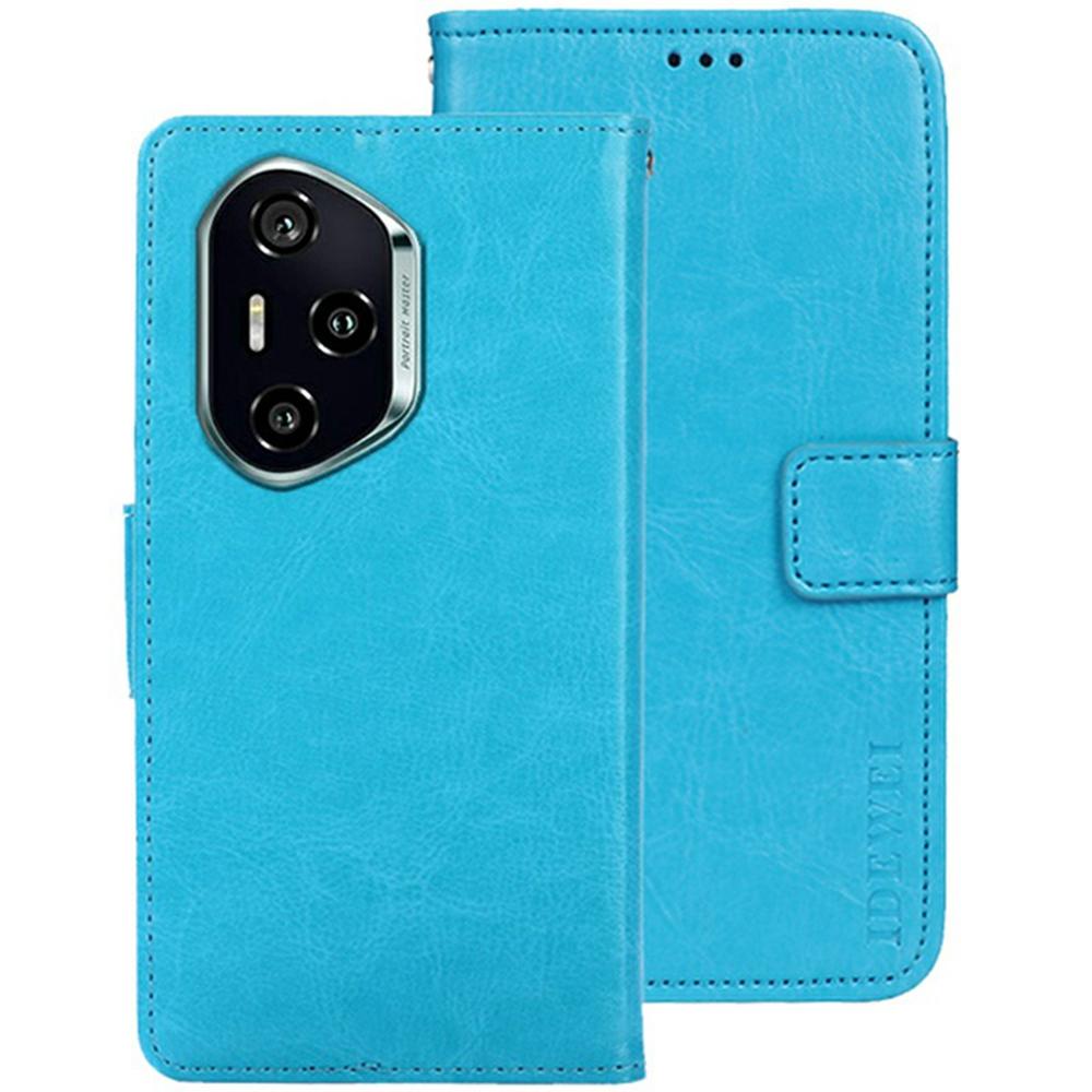 

IDEWEI For Honor 300 Pro Stand Case Crazy Horse Texture Leather Phone Cover Sky Blue