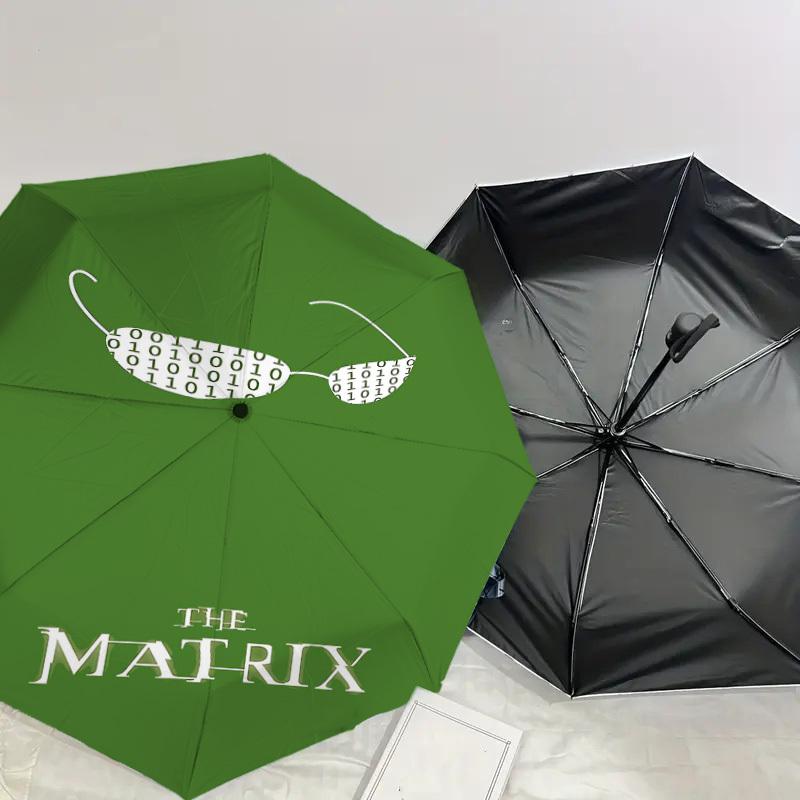 1PC binary code glasses Umbrella-8-Rib Reinforced, Automatic Open, Lightweight & Durable, Cute Fashion Accessory for Outdoor, D2653