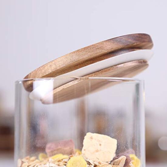 Recipient de depozitare a boabelor de cafea de bucătărie, sticlă de sticlă etanșă, sticlă de depozitare a proteinelor, recipient de depozitare cu lingură de sare, zahăr, condimente, sticlă