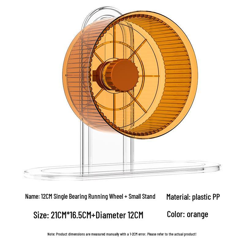 Extra Large Silent Hamster Running Wheel with Stand & Double Bearings - Includes Exercise Flywheel, One-Piece Design, Free Shipping