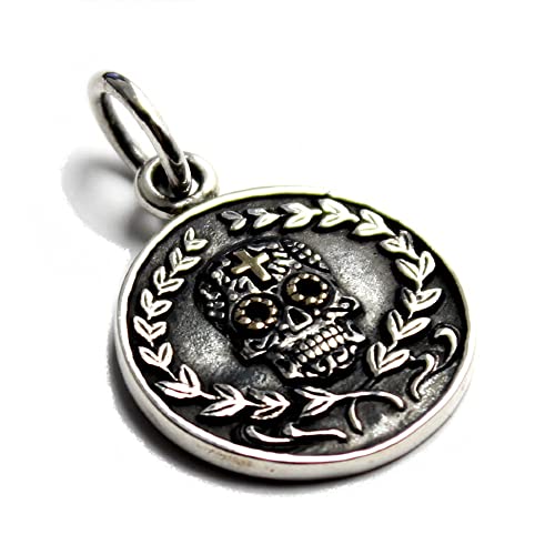 Carmelo World Accessories Skull Mexican Skull Pendant Coin Maria Mexico Men's Women's Silver