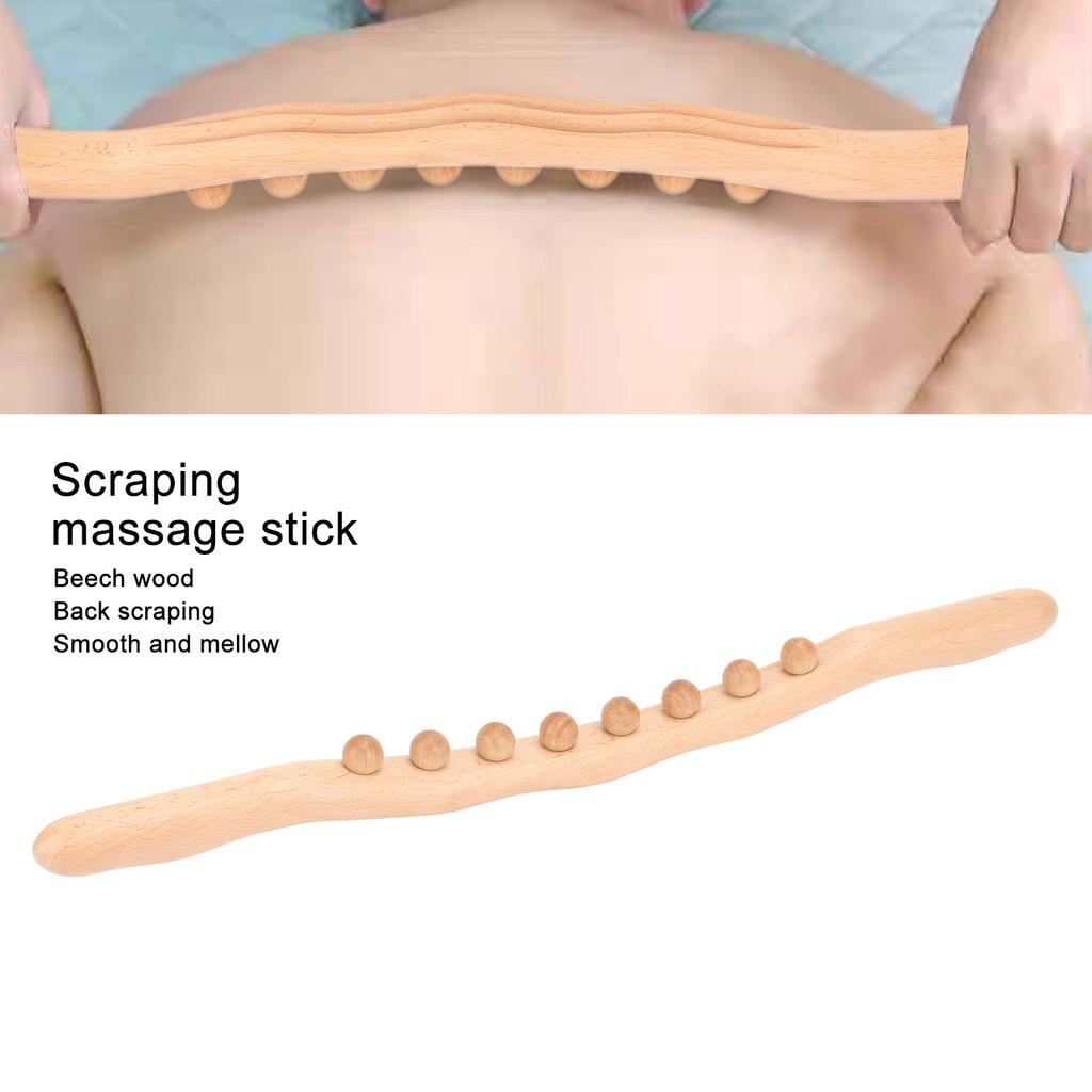 Sha Massage Tool Men Women Handheld 8 Bead Muscle Relax Wooden Scraping Stick for Neck Back