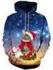 New Christmas Santa Claus Crew Neck Casual Sweater Digital Printed Animal Cat Couple Hoodie