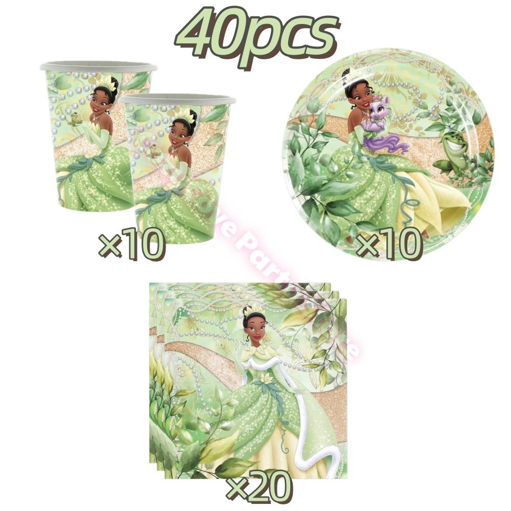 Frog Tiana Princess Party Decoration Set Paper Cup Plate Napkin Balloons Kids Girl Birthday Surprise Gift Baby Shower Photo Prop