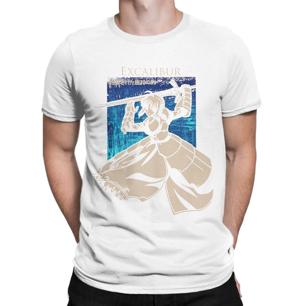 Men's Saber Excalibur Fate Grand Order T Shirts Cotton Clothing Casual Short Sleeve Round Collar Tees Plus Size T-Shirts