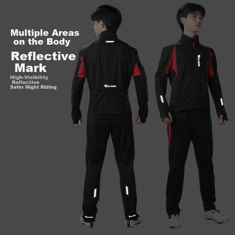 Winter Cycling Thermal Fleece Long Sleeve Set Mountain Road Bike Cycling Jersey for Men and Women L