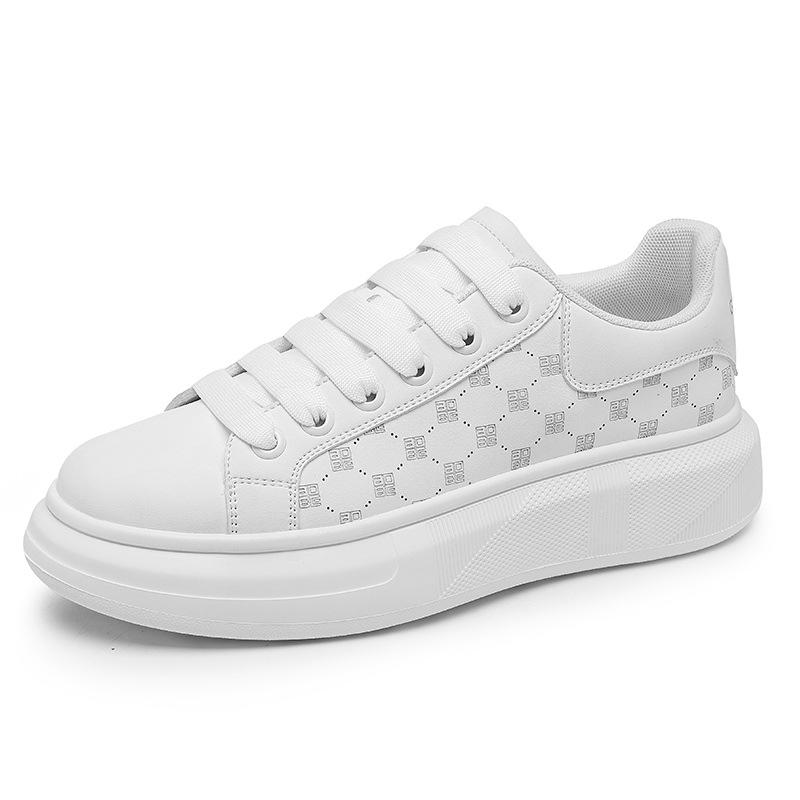 

Leather low-top solid color casual little white shoes Korean version men s fashion outdoor lace-up shoes student trend platform shoes 39