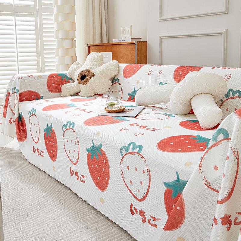 Eisseide Sofabezug Stoff Sommer Sommer Cartoon Niedlich Sofa Handtuch All-Inclusive Universal Leder Sofabezug Vollbezug Decke