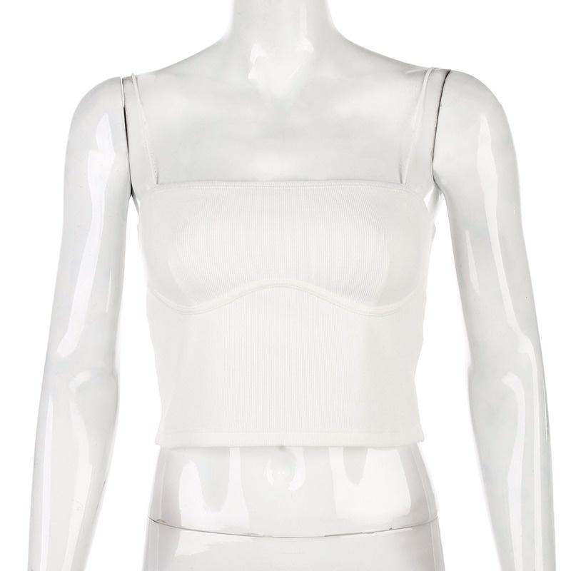 Women Spaghetti Strap Top Slim Fit Sleeveless Crop Top