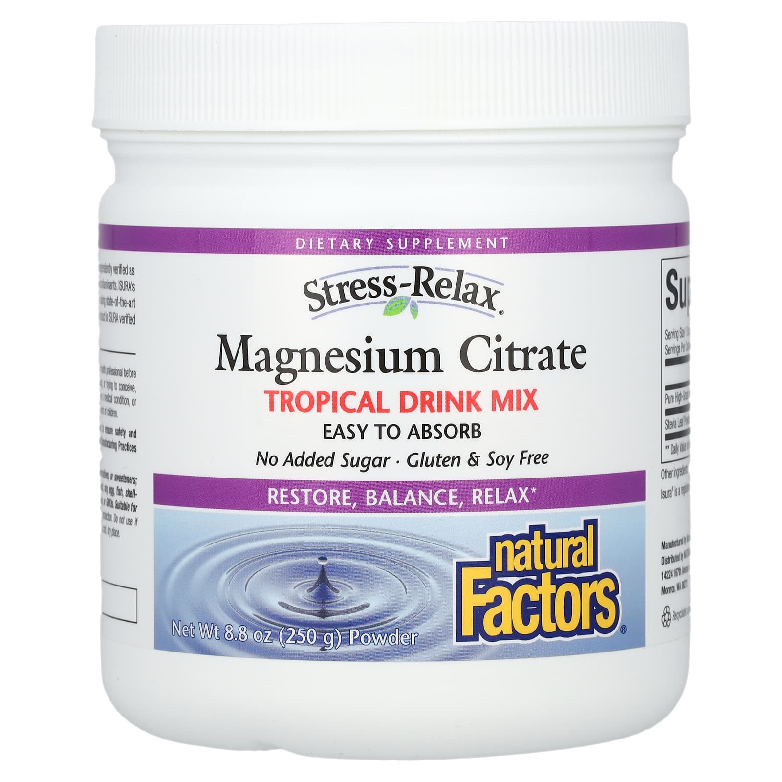 

Magnesium Citrate, Tropical Drink Mix, 250G(8.8Oz)