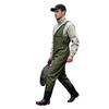 Men One Shoulder Fishing Jumpsuit Water Resistant Sleeveless Elastic Side Waist Legs Overalls with Hook Loop Fastener and Zip Pockets