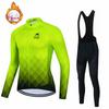 Mens Winter Cycling Jersey Long Sleeve Fleece Thermal Bike Wear Road Outdoor Sports