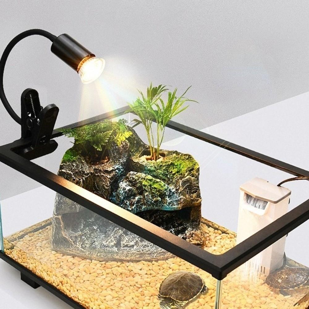 Curved Long Holder Turtle Basking Lamp Clip-on Lamp Holder Pet Heat Bulb  Temperature Controller