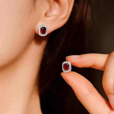 Square Sugar Series Luxury S925 Silver Needle Stud Earrings for Women