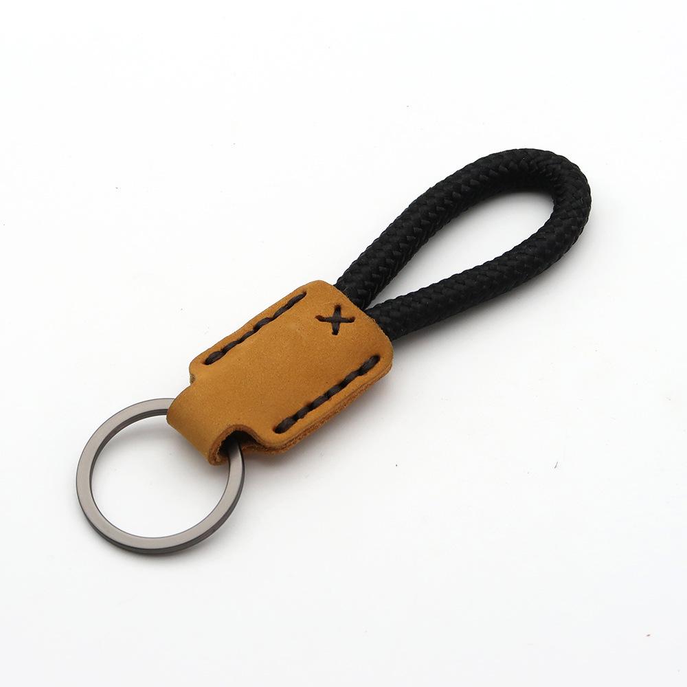 Handmade Genuine Leather Key Chain Pendant - Frosted Leather, Multifunctional Lanyard, Creative Design Key Ring