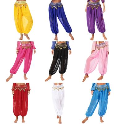 Women Belly Dance Costume Pants Sequin Shiny Harem Yoga Pants Bloomers Arabic Halloween Trousers