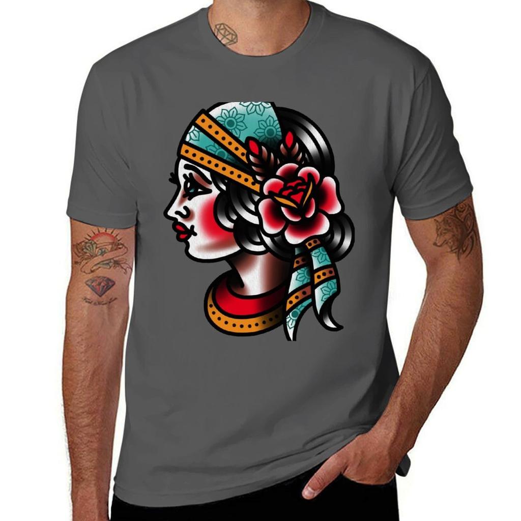 Traditional Gypsy Tattoo Piece Tshirt Work Utility Short Sleeve Shirt