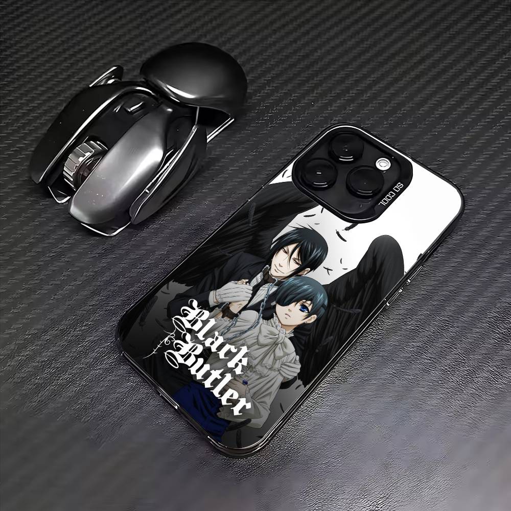 Anime B-Black Butler  Phone Case For iPhone17,16,15,14,13,12,11 Plus,Pro Max Colored Silver Plated Inside Cover