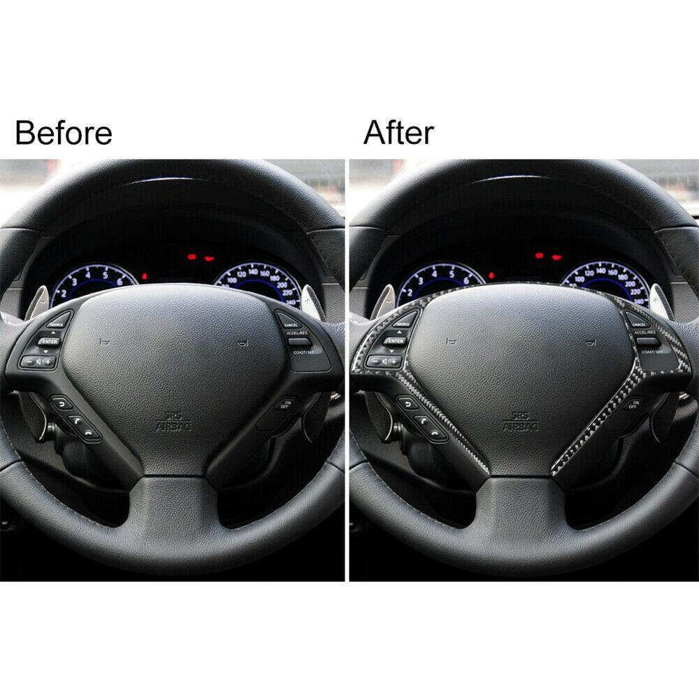 Carbon Fiber Steering Wheel Frame Cover Trim For Infiniti G37 Sedan 2010-2013
