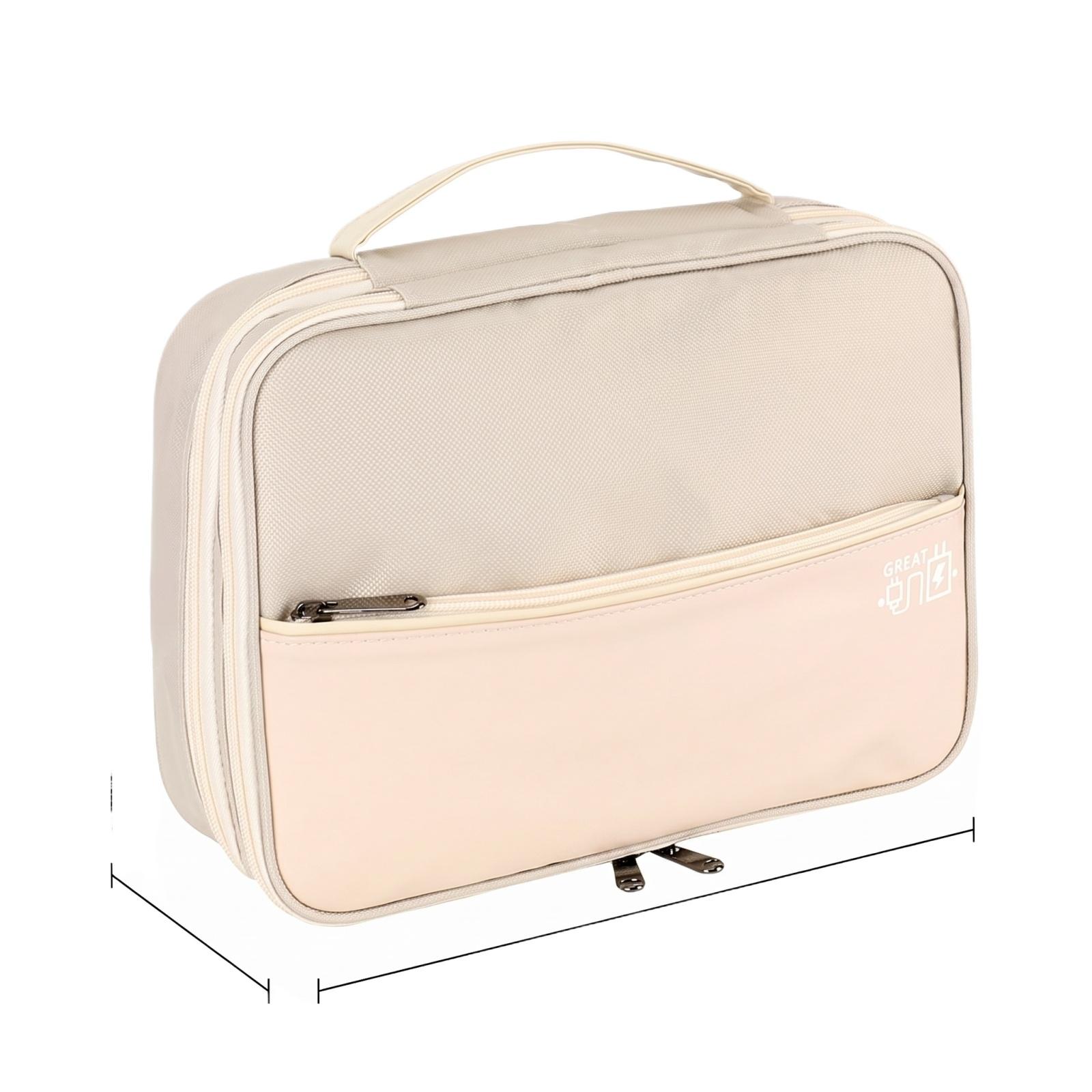 

Multi Functional Digital Accessories Organizer Bag Portable Data Cable Storage Case with Handle for Electronics and Travel Use one size бежевый