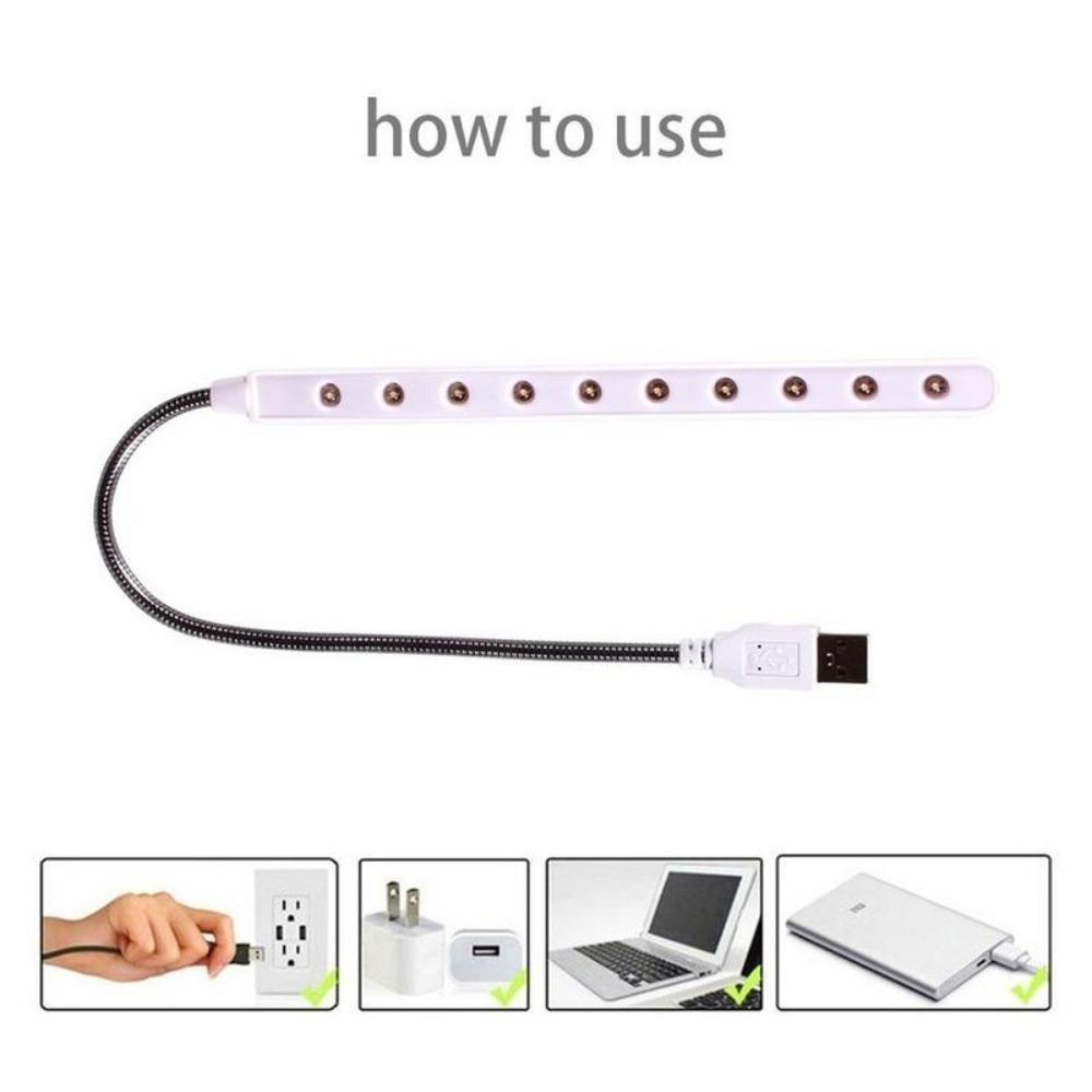 2 Stück Flexible 10/28 LEDs USB Nachtlicht Helles Buchlicht Super USB Lese-Schreibtischlampe für Powerbank Camping PC Laptops Buch Nachtbeleuchtung