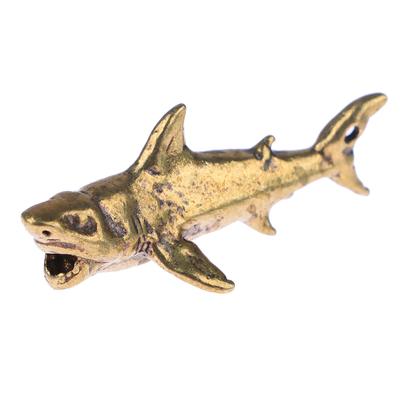1Pc Brass Shark Animal Figurines Miniatures Desktop Ornament Home Decoration Crafts Vintage Keychain Pendant Jewelry Gift
