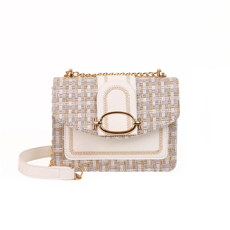 Geantă mică împletită pentru femei primăvara și vara 2025 nouă stil străin retro lână lanț geantă mică pătrată geantă de damă