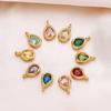 2Pcs Stainless Steel Teardrop Charms Inlaid Pendants with Crystals Gold-plated DIY Bracelet Earrings Jewelry Making Accessories